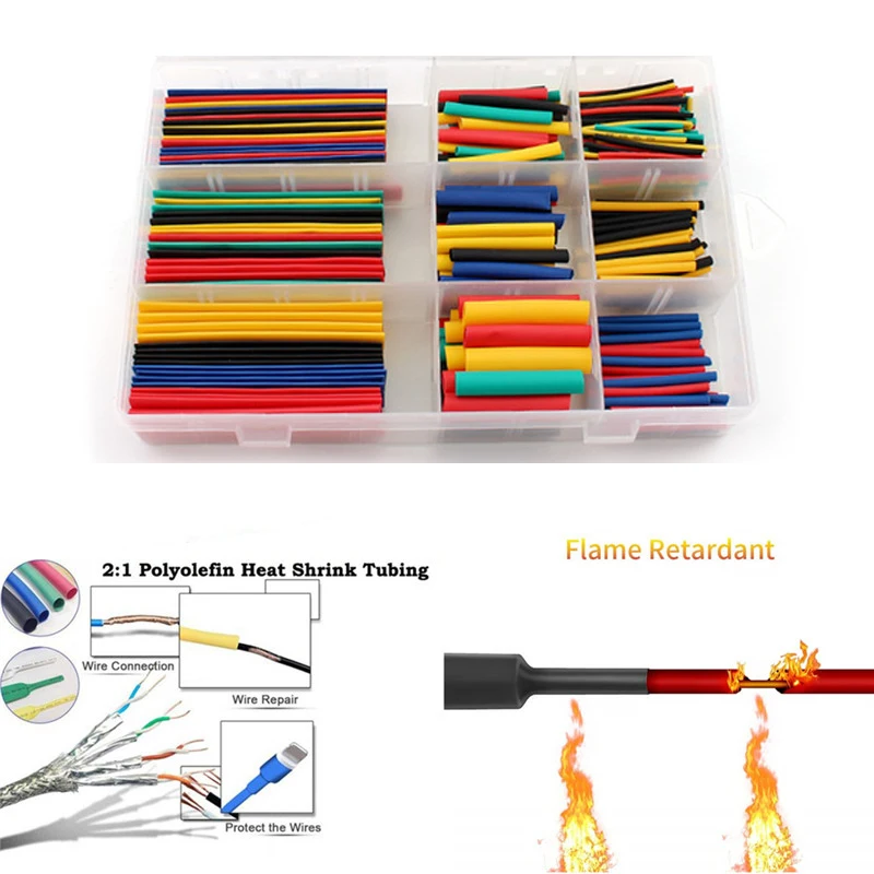 

Heat Shrink Tubing Wrap Polyolefin Shrinking Assorted Wire Cable Insulated Sleeving Tubing Set Heat Shrinkable Tube Clear Black