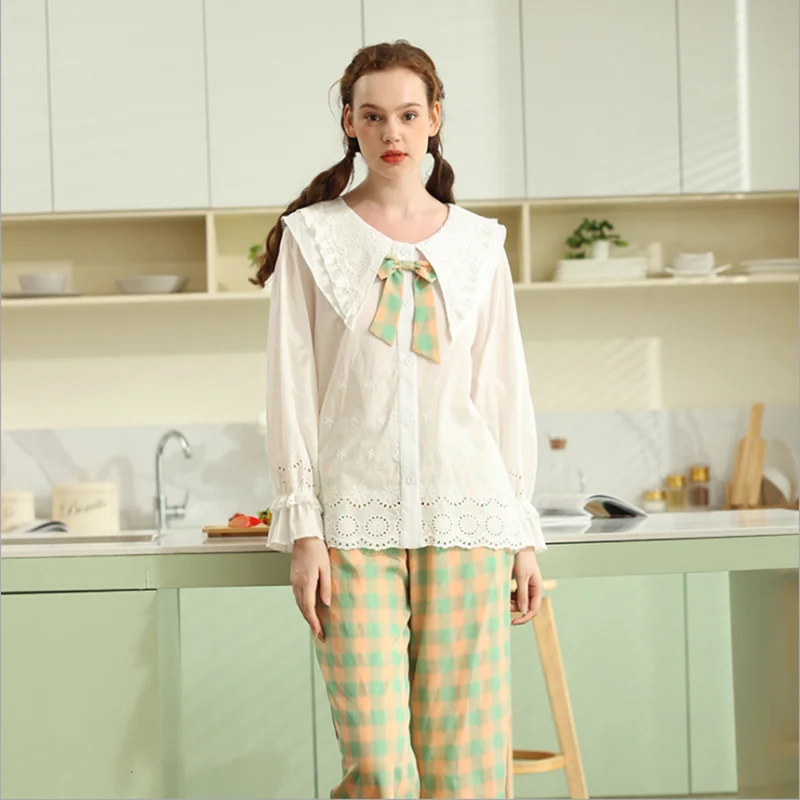 Autumn and winter style pajamas women cotton Korean casual long home service suit thin section large size sleep tops clothes
Autumn and winter style pajamas women cotton Korean casual long home service suit thin section large size sleep tops clothes