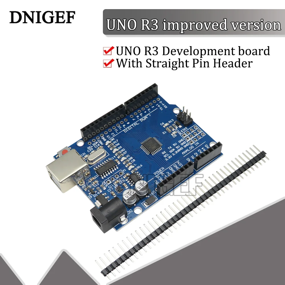 DNIGEF для UNO R3 DEV-Board CH340 CH340G ATmega328P для Arduino UNO R3 с прямым контактным разъемом
DNIGEF для UNO R3 DEV-Board CH340 CH340G ATmega328P для Arduino UNO R3 с прямым контактным разъемом