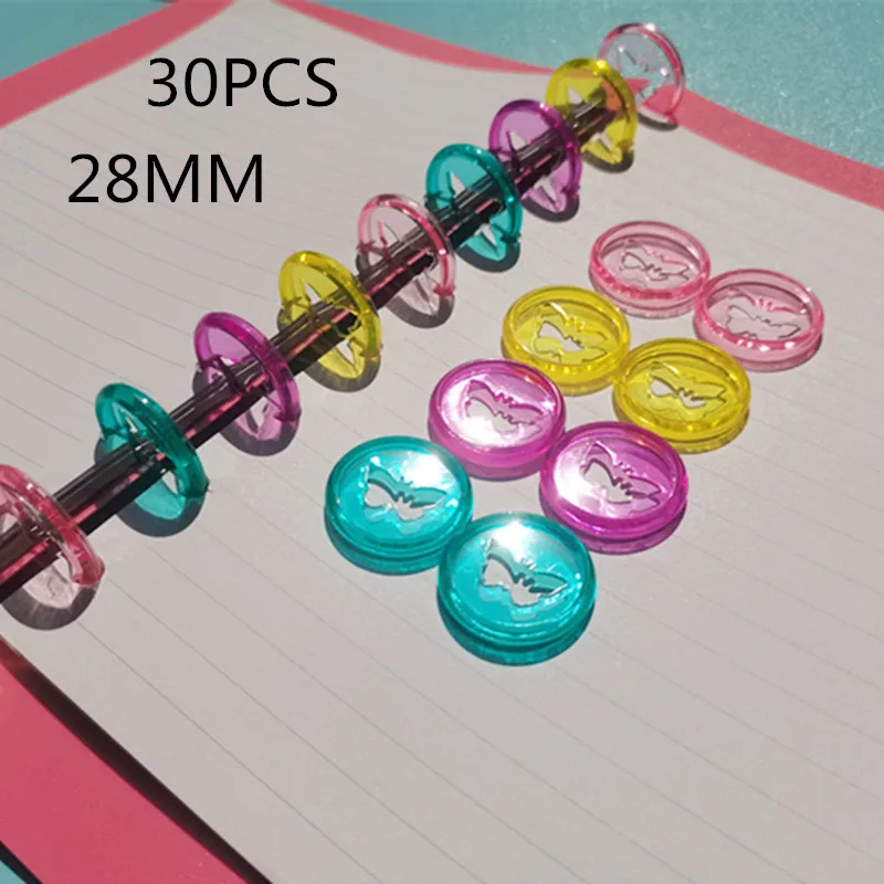 30PCS28MM plastic binding ring buckle, jelly transparent butterfly pattern, special binding CD for girl notebook
30PCS28MM plastic binding ring buckle, jelly transparent butterfly pattern, special binding CD for girl notebook