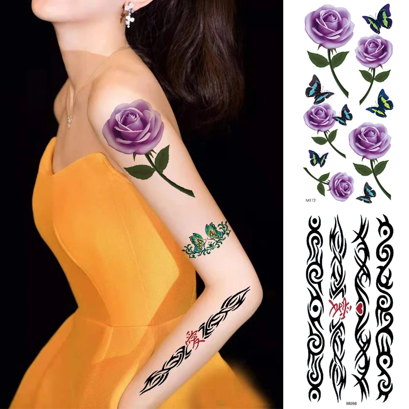 Waterproof Temporary Tattoos Purple Flowers Roses For Girls Men Peony Lace Henna Flower Temporary Tattoo Chinese Dragon Sticker
Waterproof Temporary Tattoos Purple Flowers Roses For Girls Men Peony Lace Henna Flower Temporary Tattoo Chinese Dragon Sticker