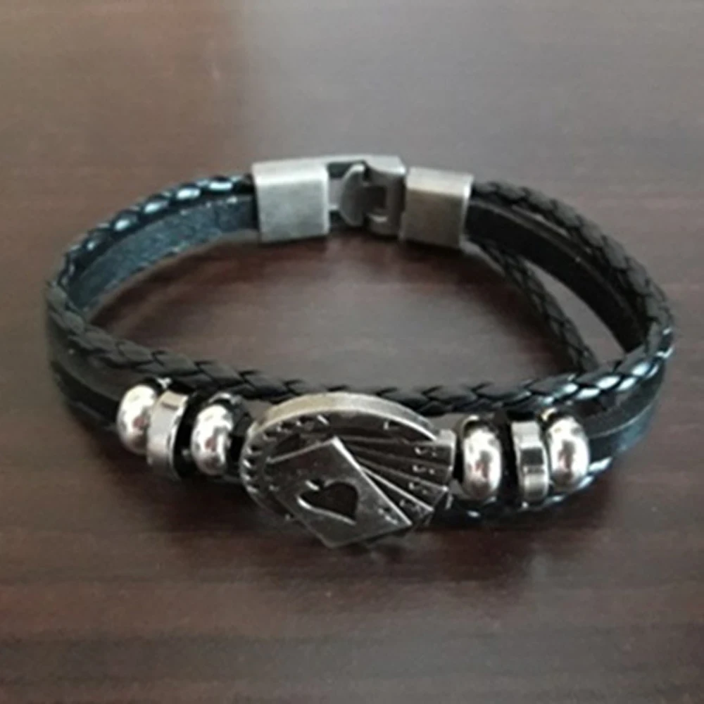 Men Leather Bracelets Vintage Lucky Poker Card Stars Bar Charm Multilayer Strand Bracelet Male Jewelry Gift Sell Like Hot Cakes
Men Leather Bracelets Vintage Lucky Poker Card Stars Bar Charm Multilayer Strand Bracelet Male Jewelry Gift Sell Like Hot Cakes