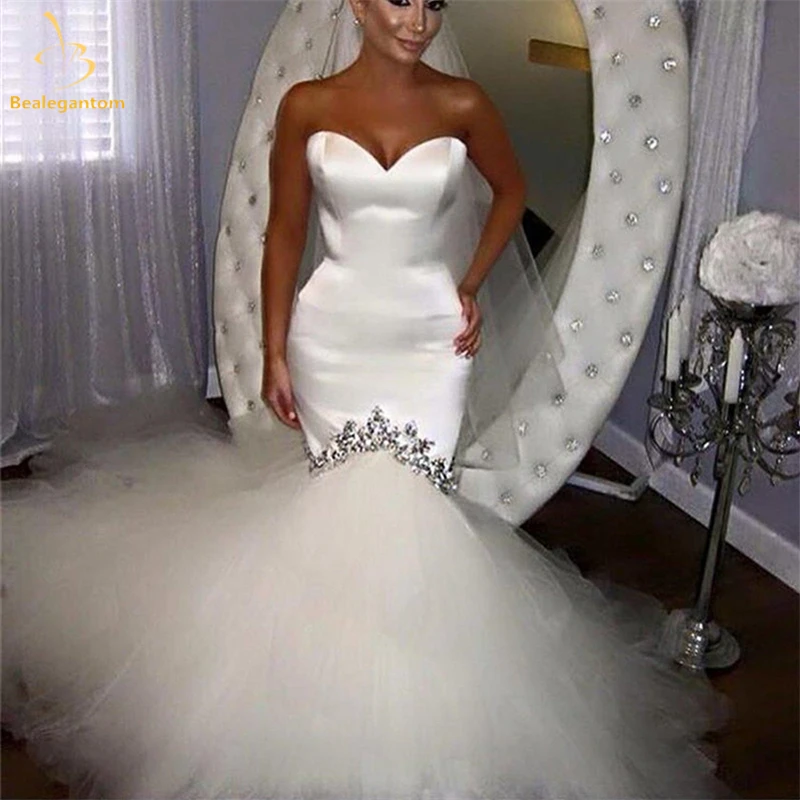 Bealegantom 2021 Newest New Gorgeous Satin Tulle Appliques Sweetheart Long Mermaid Wedding Dresses Custom Made Bridal Gowns
Bealegantom 2021 Newest New Gorgeous Satin Tulle Appliques Sweetheart Long Mermaid Wedding Dresses Custom Made Bridal Gowns