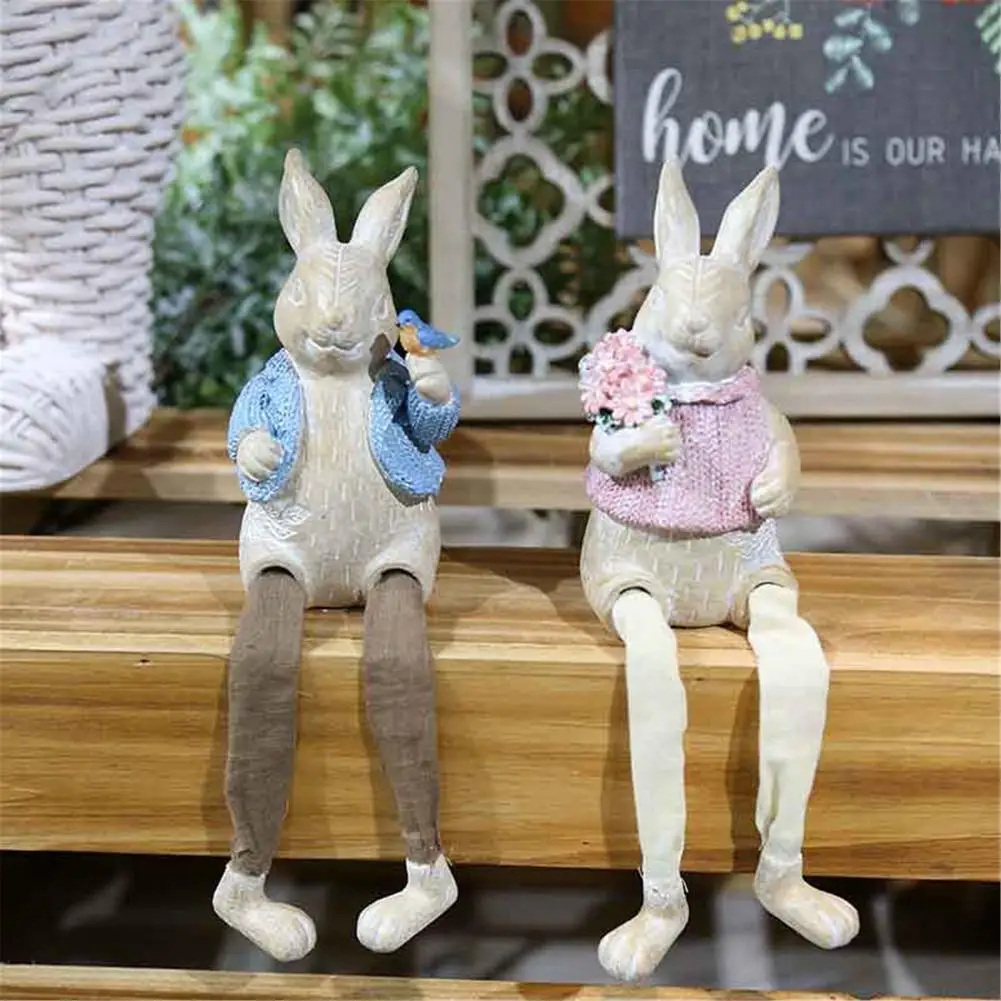 

Пасхальные садовые статуи кролика, полимерные украшения для лужайки, садовые скульптуры, уличные украшения, фигурки животных для внутренне...