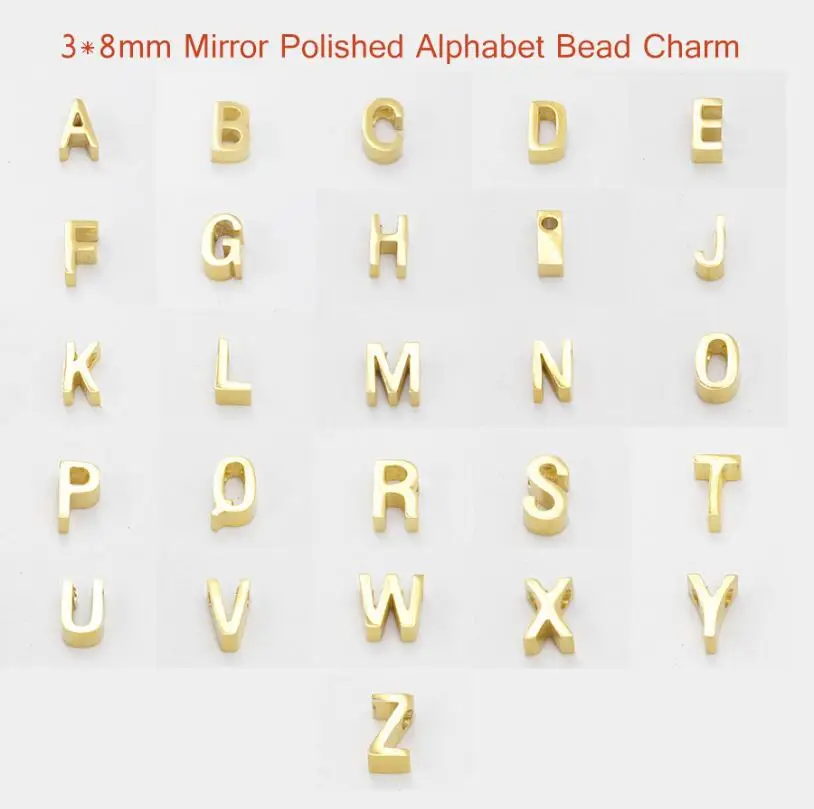 Jisensp Vintage Capital Letter Charm Pendant Initial A-Z Stainless Steel Perforated for Making Bracelets Necklace | Украшения и