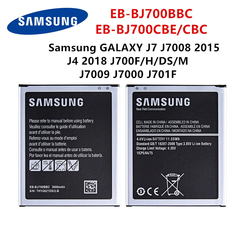 SAMSUNG Orginal EB-BJ700BBC EB-BJ700CBE EB-BJ700CBC 3000mAh Battery For Samsung GALAXY J7 J7008 J4 J700F J7009 J7000 J701F NFC 
SAMSUNG Orginal EB-BJ700BBC EB-BJ700CBE EB-BJ700CBC 3000mAh Battery For Samsung GALAXY J7 J7008 J4 J700F J7009 J7000 J701F NFC