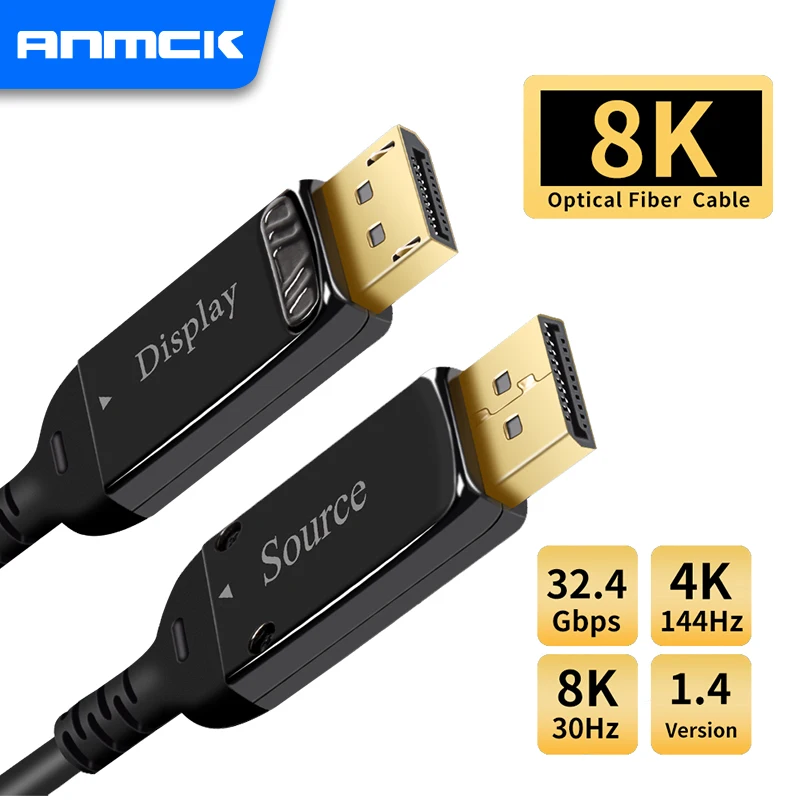 Anmck Displayport Optical Fiber 1.4 Display port Cable 4K 32.4Gbps Male to Male DP Adapter For Computer HD TV Box Projector PS4
Anmck Displayport Optical Fiber 1.4 Display port Cable 4K 32.4Gbps Male to Male DP Adapter For Computer HD TV Box Projector PS4