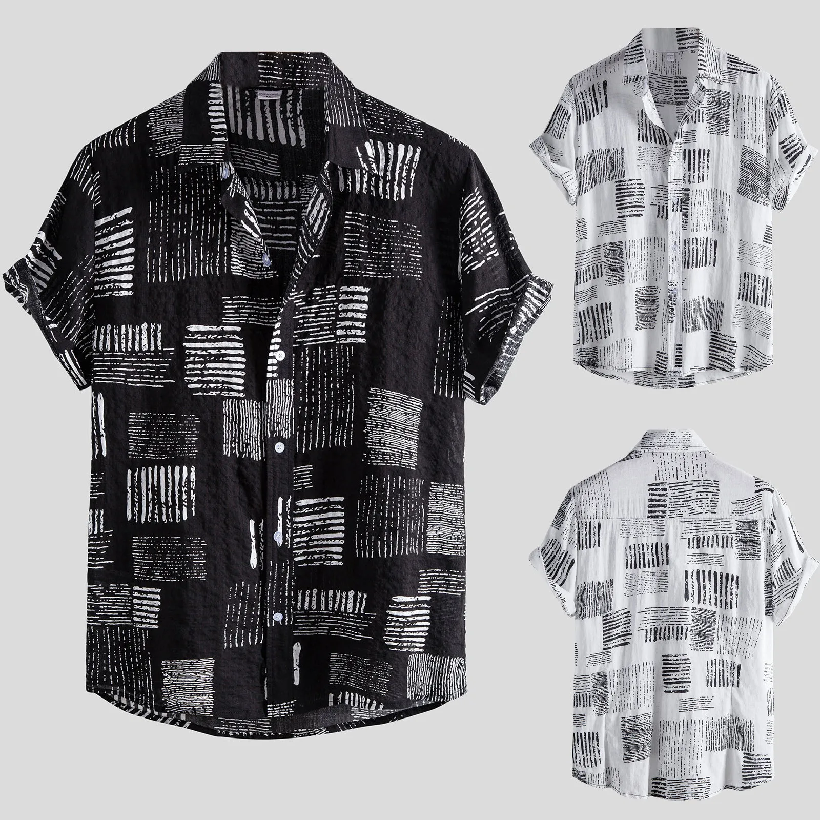 2021 New Men's Shirt Loose Cotton Men's Short Sleeve Shirt Hawaii Casual Shirts Male Single-Breasted Letter Printing Clothing
2021 New Men's Shirt Loose Cotton Men's Short Sleeve Shirt Hawaii Casual Shirts Male Single-Breasted Letter Printing Clothing