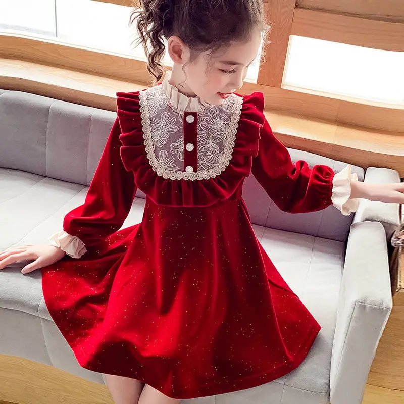 Girls Red Velvet Dress Autumn 2021 New Children Korean Version Of Velvet Princess Dress Girl Red Lace Western Style Dress
Girls Red Velvet Dress Autumn 2021 New Children Korean Version Of Velvet Princess Dress Girl Red Lace Western Style Dress