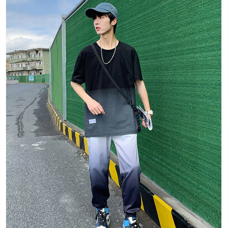 Men's Sets Casual Tracksuit 2021 Harajuku Spring Tie Dye Tshirt+Pants 2PCS Male Fashion Gradual Color Streetwear Hip Hop 
Men's Sets Casual Tracksuit 2021 Harajuku Spring Tie Dye Tshirt+Pants 2PCS Male Fashion Gradual Color Streetwear Hip Hop