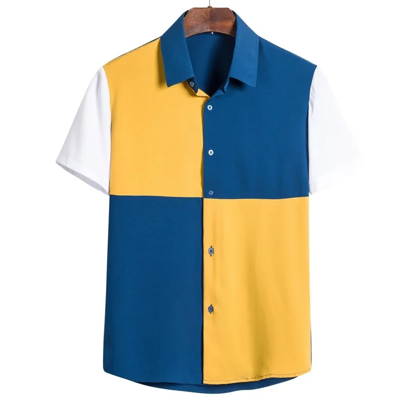 Men Clothing 2021 New European American Men's Lapel Contrast Stitching Short-sleeved Shirt Camisas Para Hombre
Men Clothing 2021 New European American Men's Lapel Contrast Stitching Short-sleeved Shirt Camisas Para Hombre
