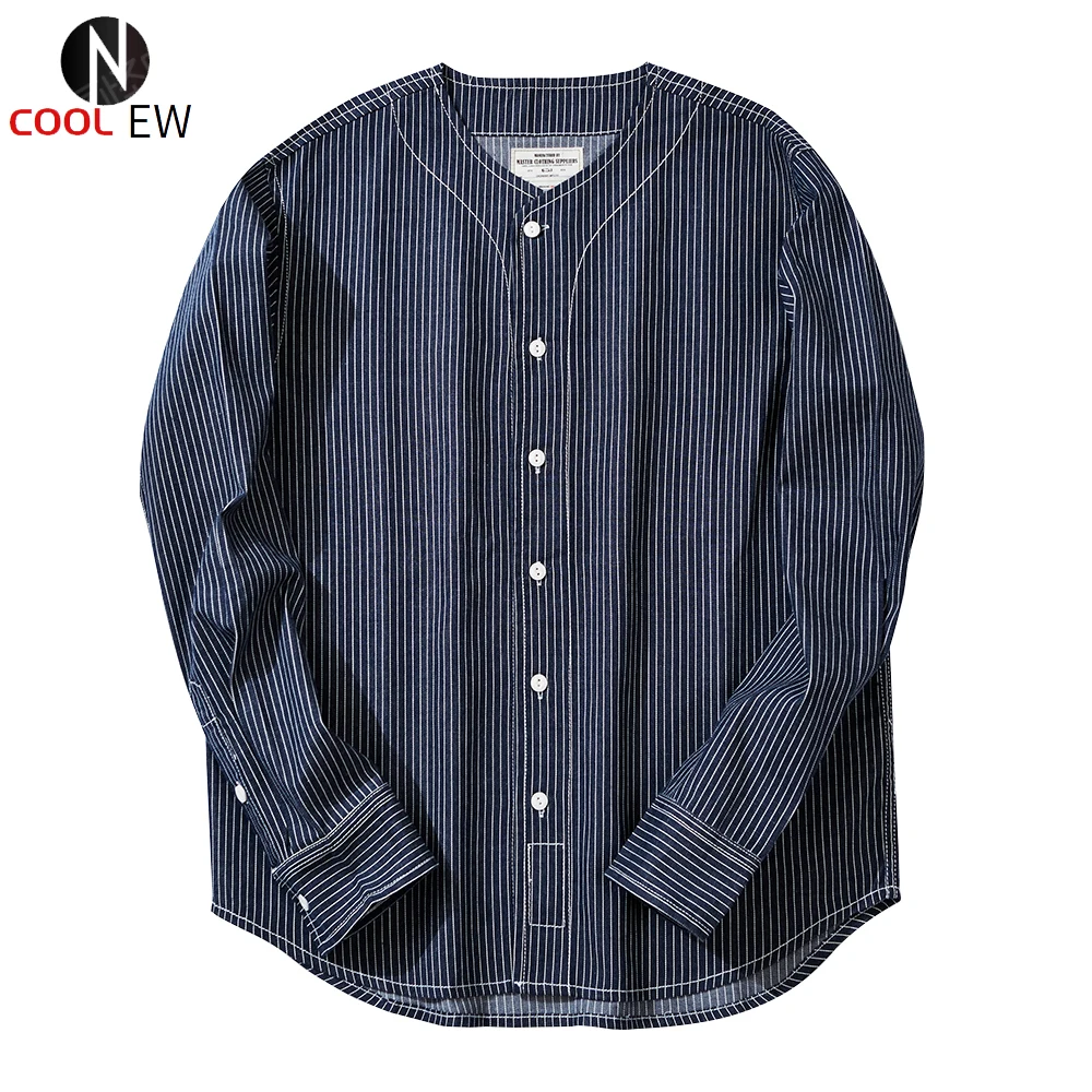 Vertical Stripes Denim Long sleeved Shirt mens Amekaji loose Casual vintage Striped shirt men
Vertical Stripes Denim Long sleeved Shirt mens Amekaji loose Casual vintage Striped shirt men