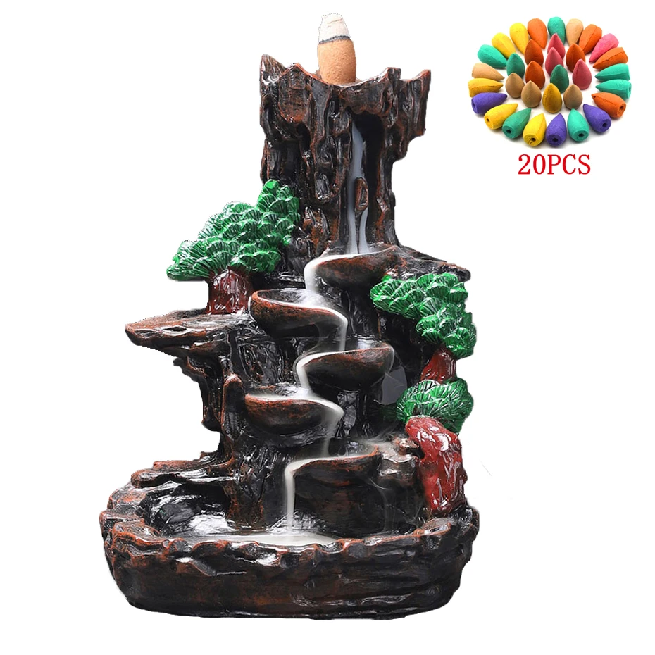 Фото Смола в форме горы Smoke водопад курильница Декор печь бергамот Лотос с обратным