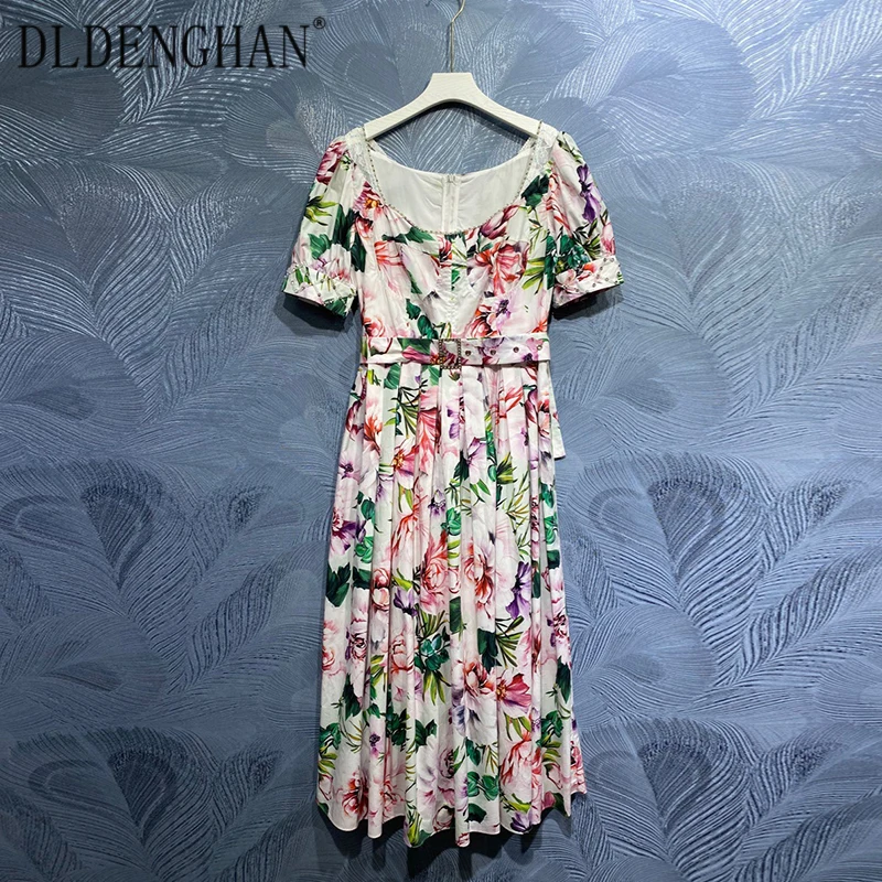DLDENGHAN Fashion Floral Print Summer Cotton Dress Square Collar Short Sleeve Sashes Beading Bohemian Pleated Dresses
DLDENGHAN Fashion Floral Print Summer Cotton Dress Square Collar Short Sleeve Sashes Beading Bohemian Pleated Dresses