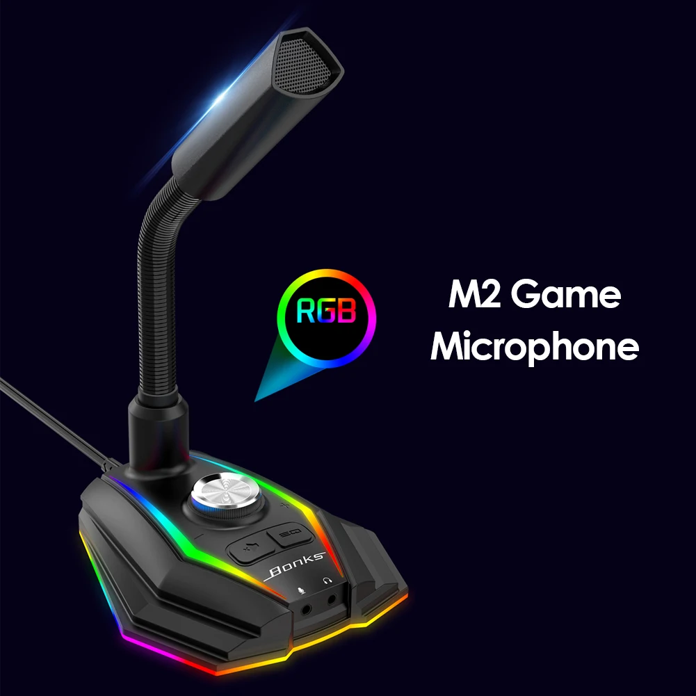 USB-звуковая карта RGB микрофон компьютерный игровой с разъемом для динамика