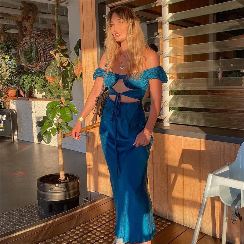 FORERUN Sexy Satin Maxi Dresses for Women 2021 Summer French Fashion Ladies Elegant Cut Out Long Dress Party Vacation Outfits 
FORERUN Sexy Satin Maxi Dresses for Women 2021 Summer French Fashion Ladies Elegant Cut Out Long Dress Party Vacation Outfits