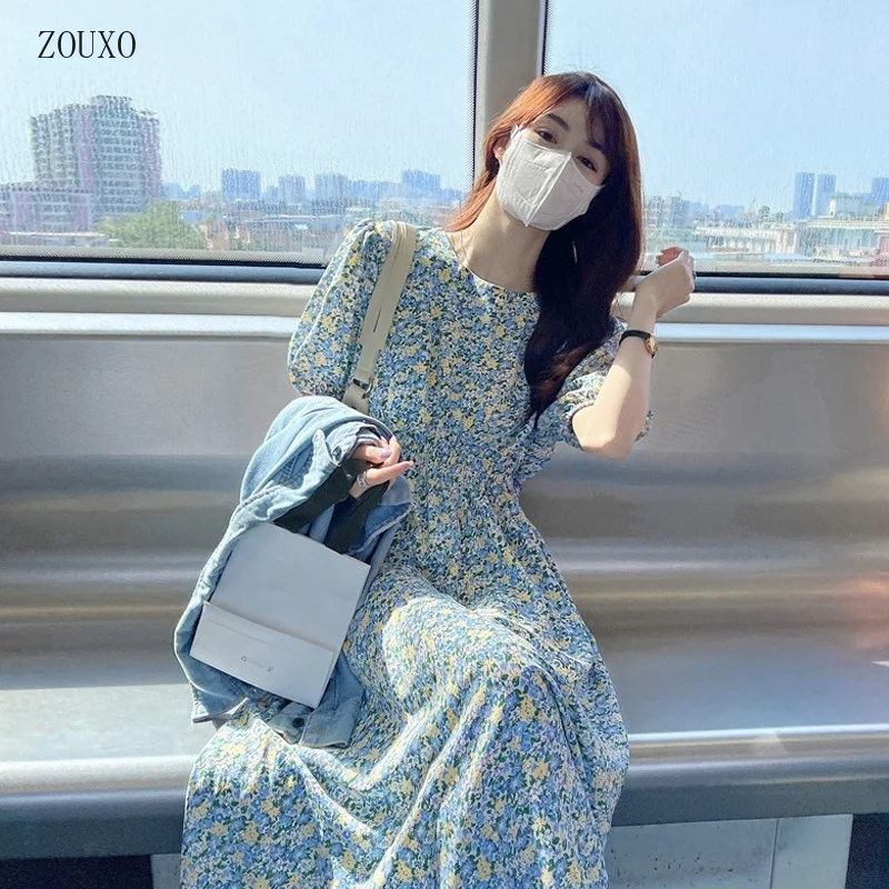 Summer Dress Women Short Puff Sleeve Flroal Printed French Style Casual Long Maxi Dresses High Waist Vestidos Sundress
Summer Dress Women Short Puff Sleeve Flroal Printed French Style Casual Long Maxi Dresses High Waist Vestidos Sundress