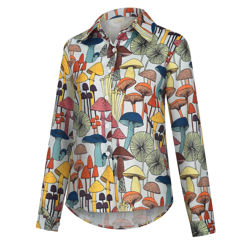 2020 Fashion Mushroom Printed Blouses Women Casual Turndown Collar Long Sleeve Button Tops Shirts For Female 
2020 Fashion Mushroom Printed Blouses Women Casual Turndown Collar Long Sleeve Button Tops Shirts For Female
