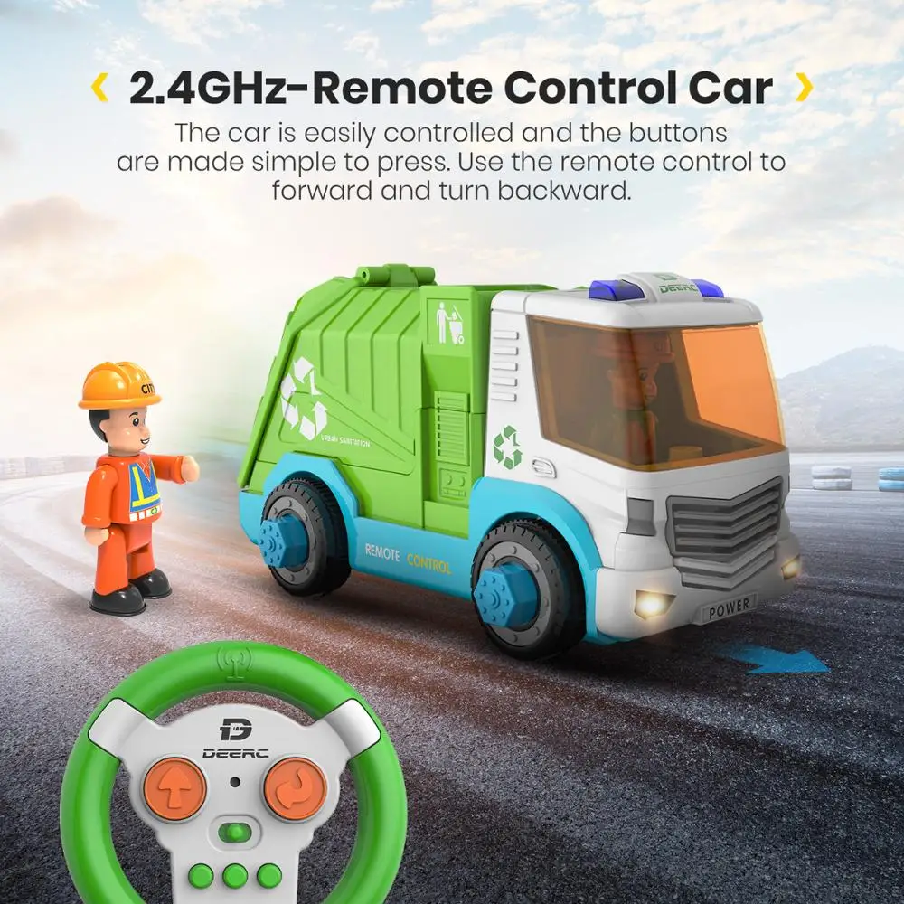 DEERC RC Car Sanitation Rubbish Garbage Truck Disassembly oys Tool Cars Remote Control Trucks for Children Boys Kids Assemble
DEERC RC Car Sanitation Rubbish Garbage Truck Disassembly oys Tool Cars Remote Control Trucks for Children Boys Kids Assemble