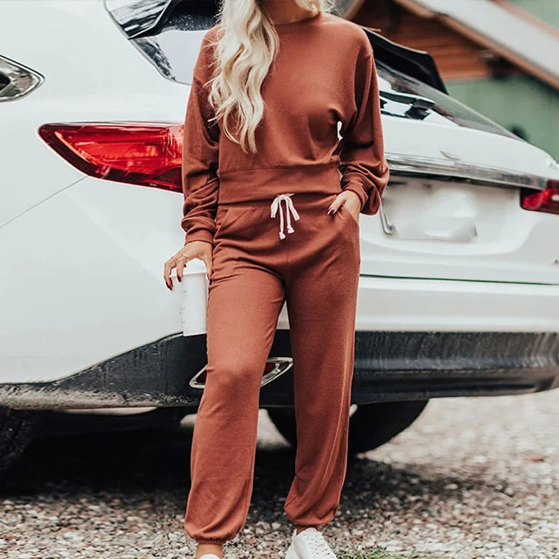 Women Casual Solid Two Piece Sets Splicing Lantern Sleeve O Neck Tops And Drawstring Jogging Pant Suits Loose Female Tracksuits
Women Casual Solid Two Piece Sets Splicing Lantern Sleeve O Neck Tops And Drawstring Jogging Pant Suits Loose Female Tracksuits