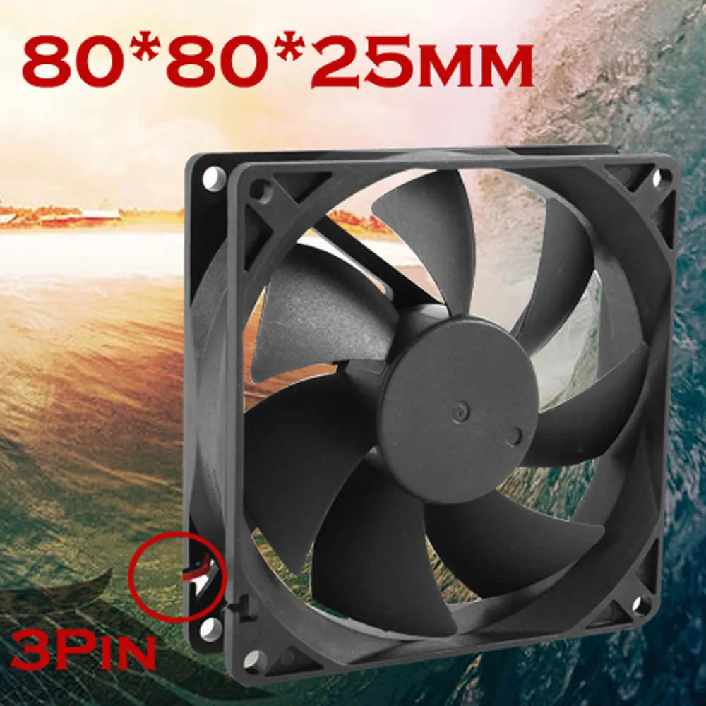 80mm Case Fan 3-Pin Molex Connector Quiet 80x80x25mm 12V Computer/PC/CPU Silent Cooling for Computer Cooler J10 | Электроника