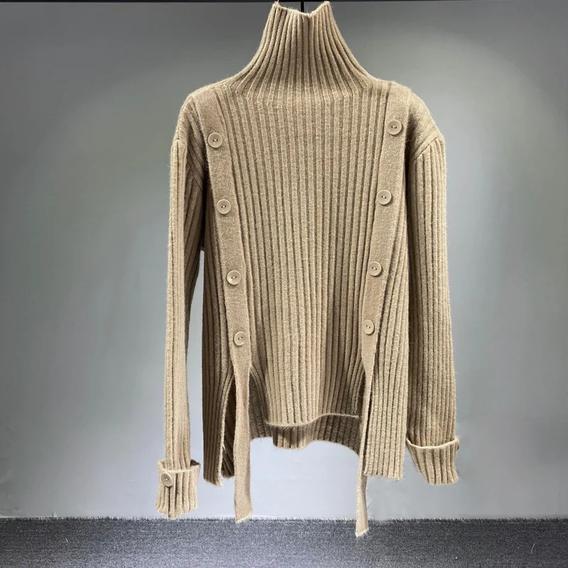 Korean Style Long Sleeve Solid High neck Collar Buttons spring sweaters female Knitted jumpers T248
Korean Style Long Sleeve Solid High neck Collar Buttons spring sweaters female Knitted jumpers T248