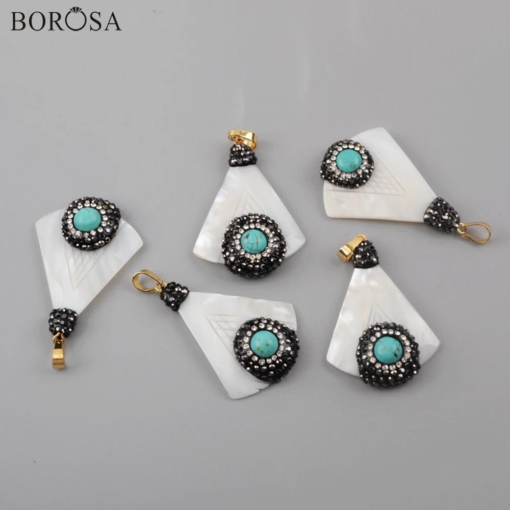 BOROSA 5/10Pcs Sector Natural White Shell with Blue Howlite Rhinestone Paved Pendant Fan Shell Pendants for Necklace DIY JAB969
BOROSA 5/10Pcs Sector Natural White Shell with Blue Howlite Rhinestone Paved Pendant Fan Shell Pendants for Necklace DIY JAB969