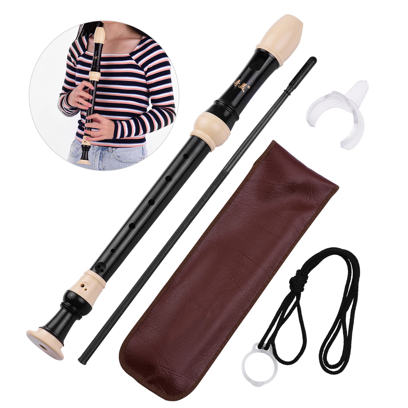 8-Hole Alto Descant Recorder German Style Wind Instrument with Cleaning Rod Finger Rest Strap PU Storage Bag
8-Hole Alto Descant Recorder German Style Wind Instrument with Cleaning Rod Finger Rest Strap PU Storage Bag