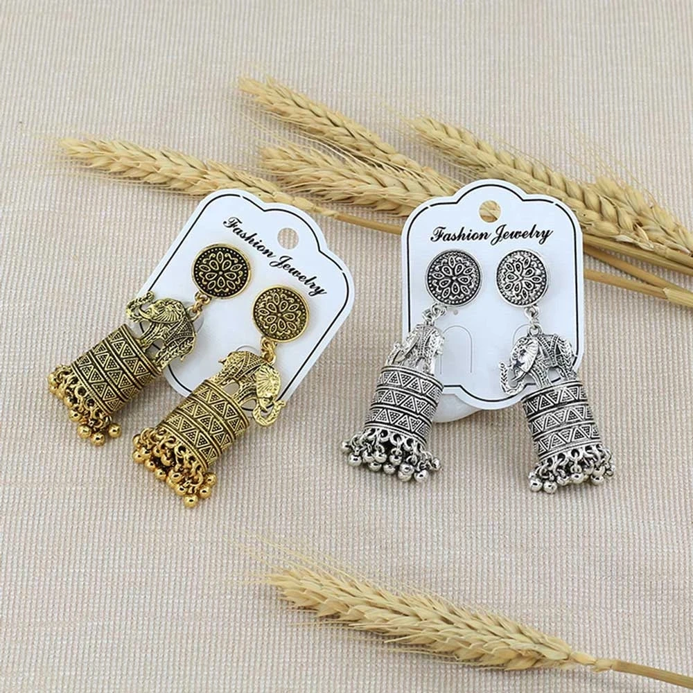 Винтажные этнические индийские серьги Jhumka золотого цвета тайские