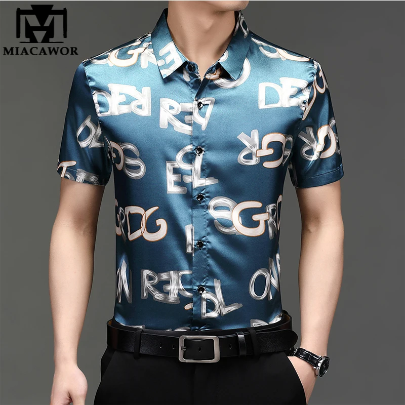 New Men Shirts Fashion Letter Print Casual Shirt High Quality Silk Cotton Summer Short Sleeve Slim Fit Camisa Masculina C766
New Men Shirts Fashion Letter Print Casual Shirt High Quality Silk Cotton Summer Short Sleeve Slim Fit Camisa Masculina C766