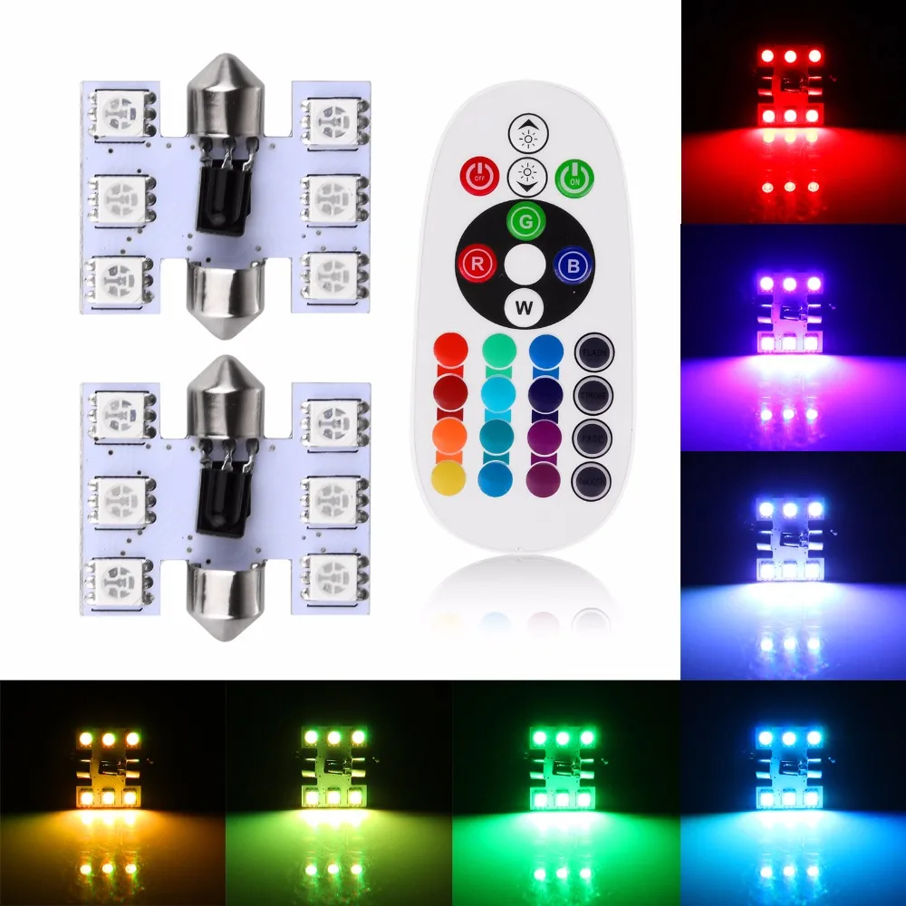 2PCS RGB Car styling Reading Light 31MM 36MM 39MM 41MM Dome Festoon 5W Led 12V Car LED SMD 5050 Interior Bulbs Car Light Sourse 
2PCS RGB Car styling Reading Light 31MM 36MM 39MM 41MM Dome Festoon 5W Led 12V Car LED SMD 5050 Interior Bulbs Car Light Sourse