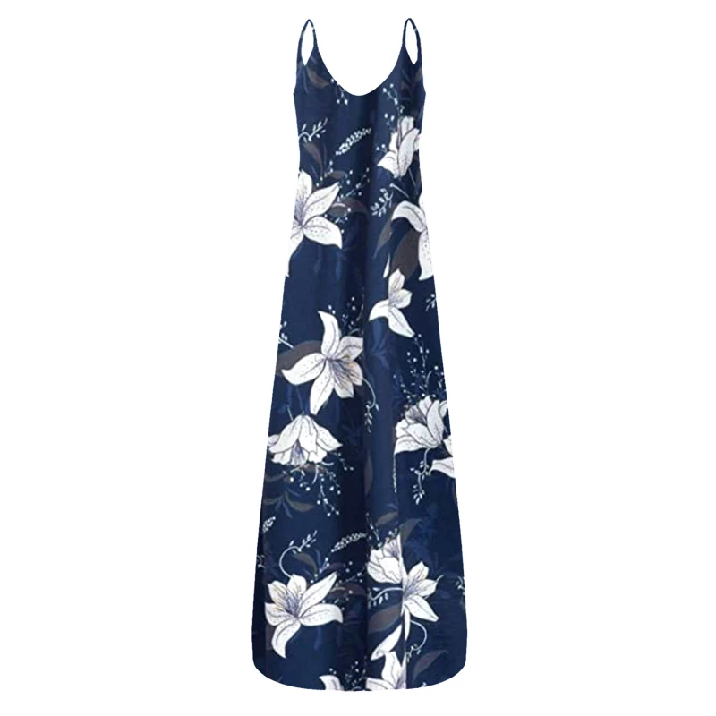 Lily Print Long Maxi Dress Sleeveless Women Summer Sexy V-Neck Dark Blue Strappy Dress Open Back 2XL 3XL Vestido De Verano
Lily Print Long Maxi Dress Sleeveless Women Summer Sexy V-Neck Dark Blue Strappy Dress Open Back 2XL 3XL Vestido De Verano