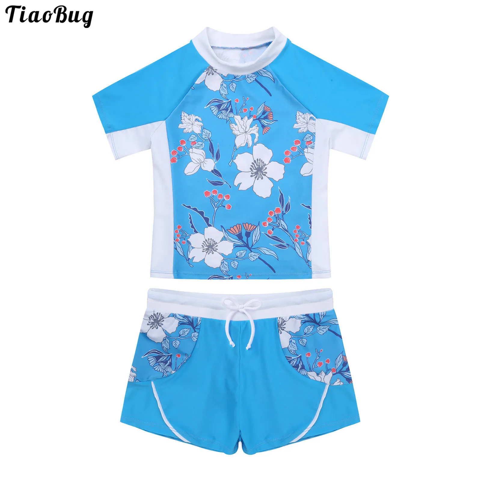 TiaoBug Fashion Summer 2Pcs Kids Girls Floral Print Swimwear Swimming Suit Round Neck Short Sleeves Top And Boyshorts Beach Sets
TiaoBug Fashion Summer 2Pcs Kids Girls Floral Print Swimwear Swimming Suit Round Neck Short Sleeves Top And Boyshorts Beach Sets