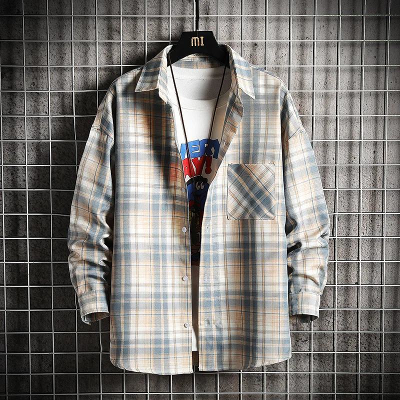 Brand 2021 Spring Autumn Long Sleeves New Flannel Collar Korea STYLE Shirt For Men's Plaid Harajuku Clothing
Brand 2021 Spring Autumn Long Sleeves New Flannel Collar Korea STYLE Shirt For Men's Plaid Harajuku Clothing