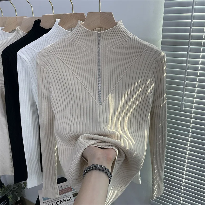 2021 New Fashion Diamond Sweater Women High Quality Knitted Sweaters And Pullovers High Neck Slim Fit Undershirt Jumper
2021 New Fashion Diamond Sweater Women High Quality Knitted Sweaters And Pullovers High Neck Slim Fit Undershirt Jumper