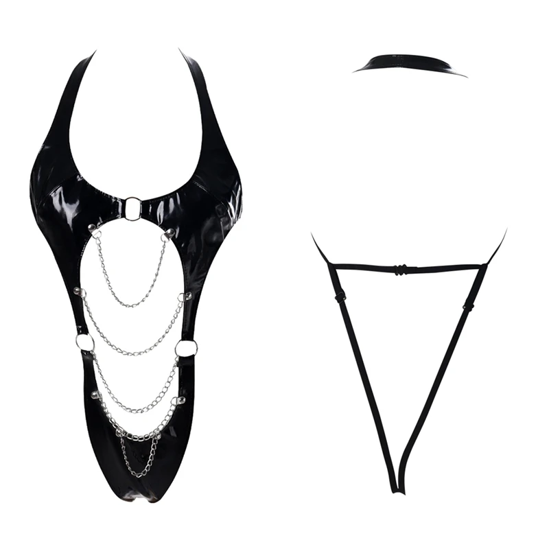Sexy Adjustable Glossy Leather Harness Body Bondage Set Underwear Women Gothic Garter Stocking Belts Punk Metal Chain Clothing
Sexy Adjustable Glossy Leather Harness Body Bondage Set Underwear Women Gothic Garter Stocking Belts Punk Metal Chain Clothing