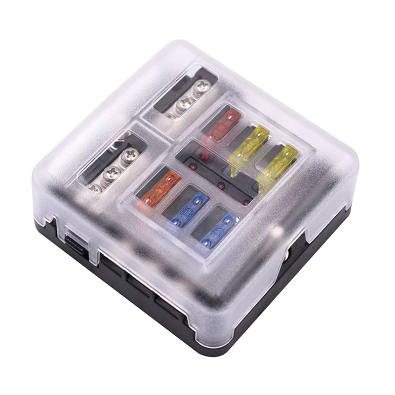 6Way 12V 24V Auto Car Power Distribution Blade Fuse Holder Box Block Panel Board box with LED indicator 1 in and 6 out | Автомобили и