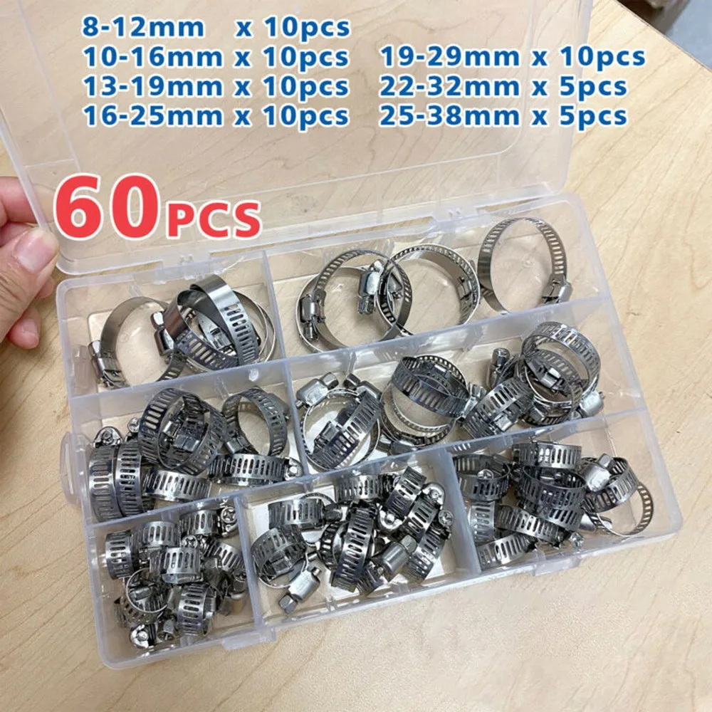60 Pieces Adjustable Hose Clamps Worm Gear Stainless Steel Clamp Assortment Interior Accessories Clips
60 Pieces Adjustable Hose Clamps Worm Gear Stainless Steel Clamp Assortment Interior Accessories Clips