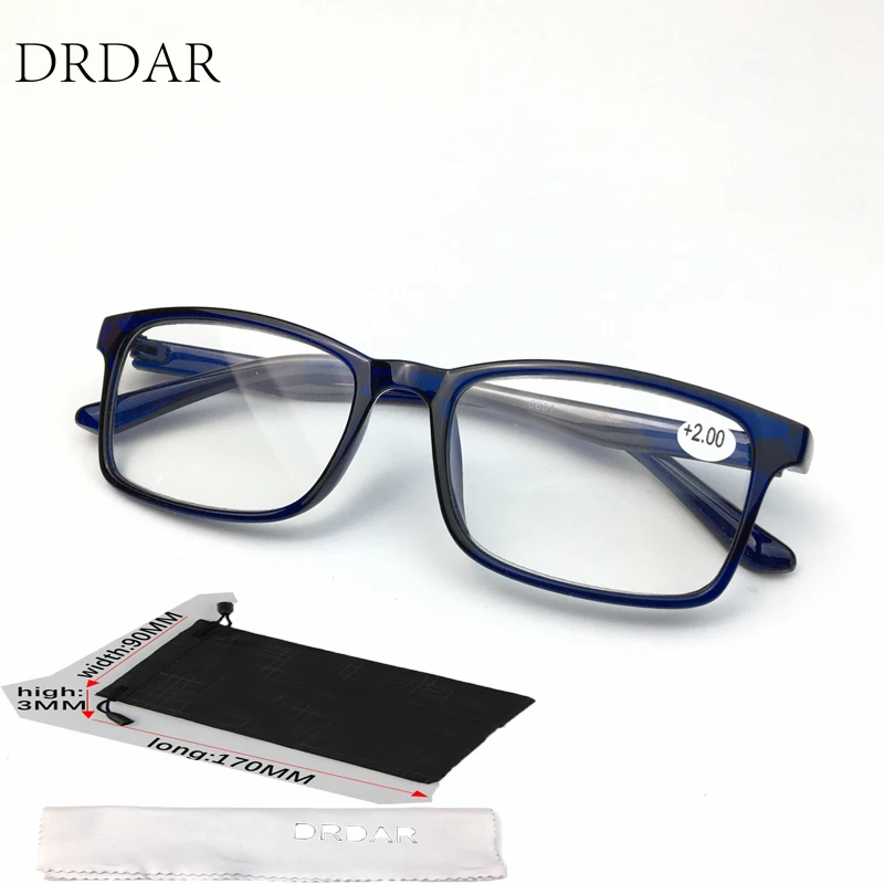 With Lens Cloth and Lens Bag Women's Men Unisex Reading glasses 6801 Blue square frame Hyperopia glasses +125 +225..+400
With Lens Cloth and Lens Bag Women's Men Unisex Reading glasses 6801 Blue square frame Hyperopia glasses +125 +225..+400