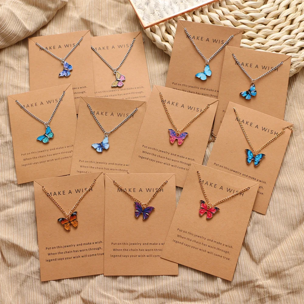 Fashion Creative Cute Butterfly Pendant Necklace Bohemian Gradient Color Butterfly Necklace Ladies Holiday Jewelry Gift
Fashion Creative Cute Butterfly Pendant Necklace Bohemian Gradient Color Butterfly Necklace Ladies Holiday Jewelry Gift