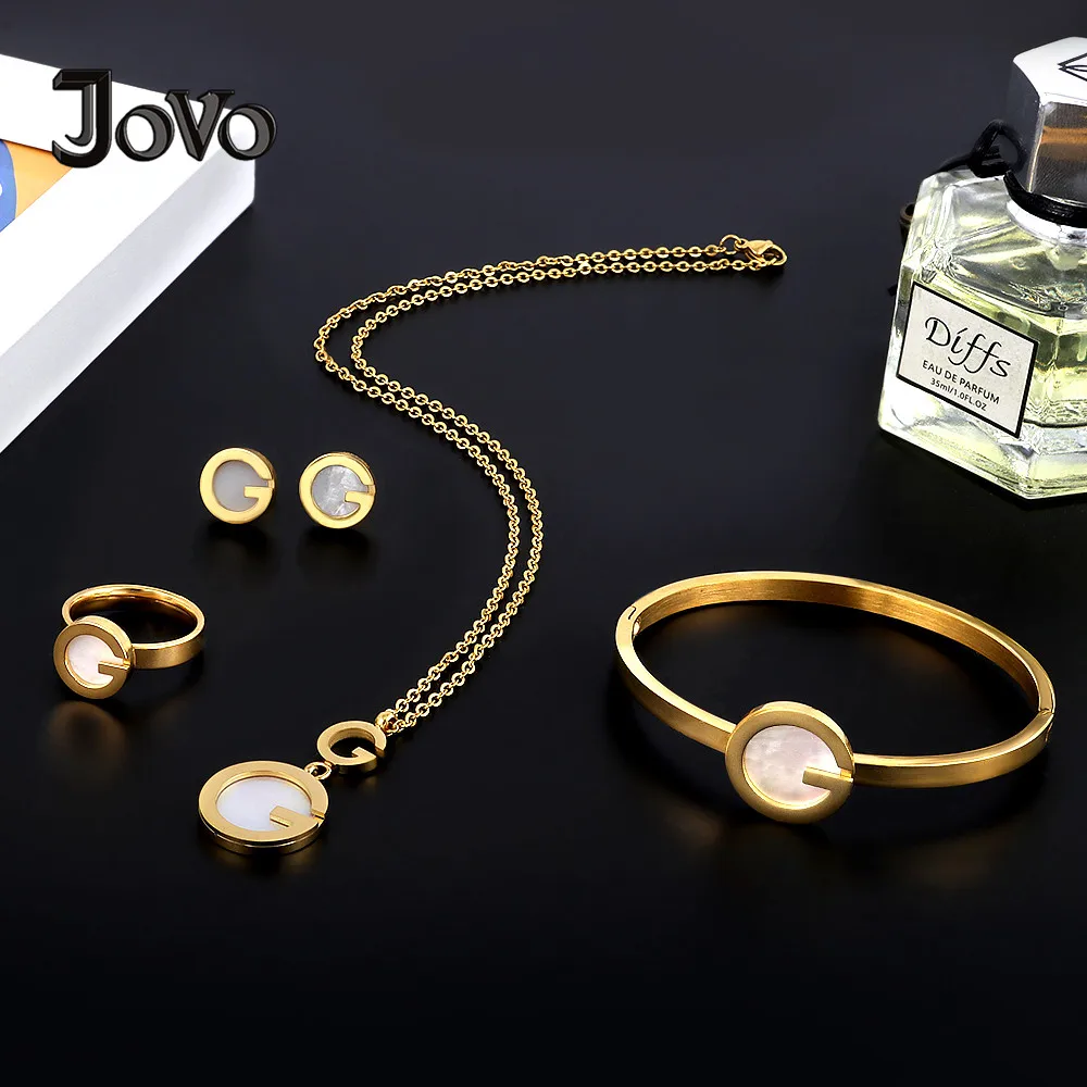 Luxury Jewelry Set Fashion Necklace Bridal Earrings Gold Plating Bangle Wedding Rings For Women Stainless Steel Jewelry Set
Luxury Jewelry Set Fashion Necklace Bridal Earrings Gold Plating Bangle Wedding Rings For Women Stainless Steel Jewelry Set