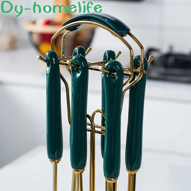Stainless Steel Kitchenware Kit Nordic Golden Cooking Shovel: Seven Sets of Green Color Blue Ceramic Handle Kitchen Household
Stainless Steel Kitchenware Kit Nordic Golden Cooking Shovel: Seven Sets of Green Color Blue Ceramic Handle Kitchen Household