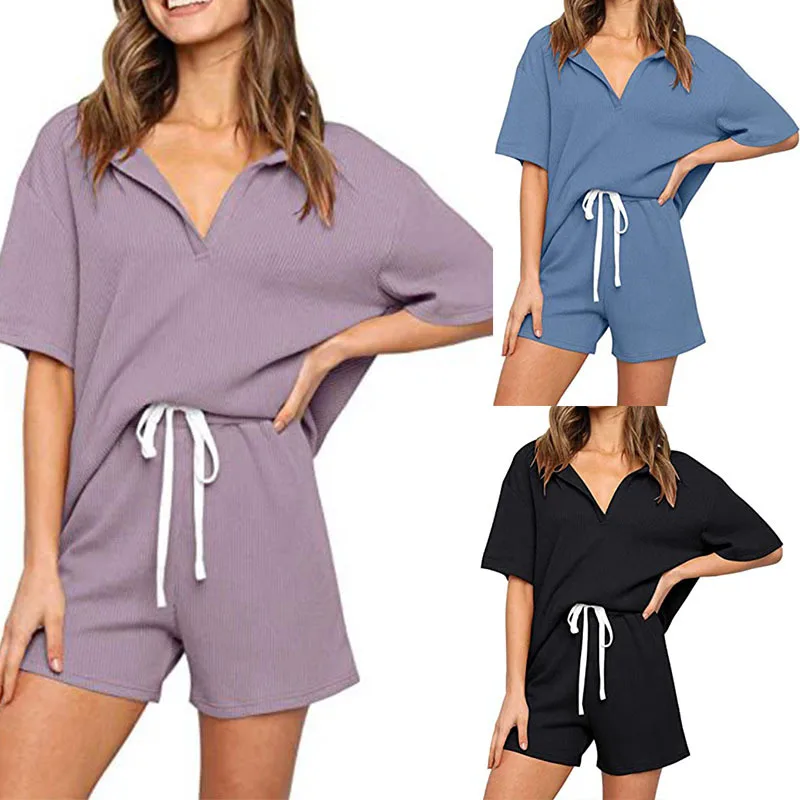 2021 Summer New Women's Wear Home Clothing Sets Solid Color Short Sleeved Casual Two Piece Set Suit For woman
2021 Summer New Women's Wear Home Clothing Sets Solid Color Short Sleeved Casual Two Piece Set Suit For woman