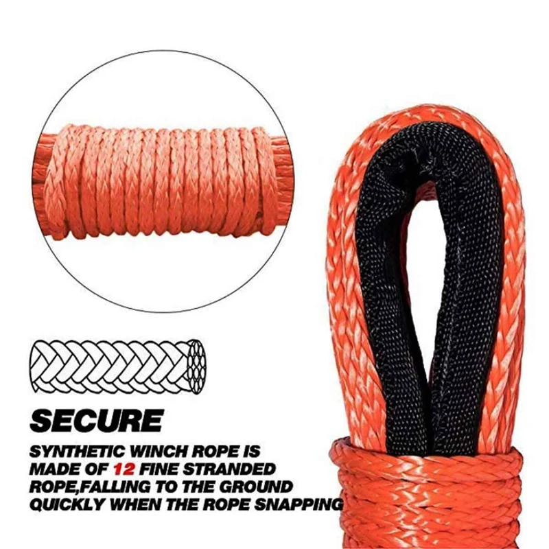 3/16 inch x 50 inch 7700 LBs Synthetic Winch Line Cable Rope with Protection Sleeve for ATV UTV 
3/16 inch x 50 inch 7700 LBs Synthetic Winch Line Cable Rope with Protection Sleeve for ATV UTV