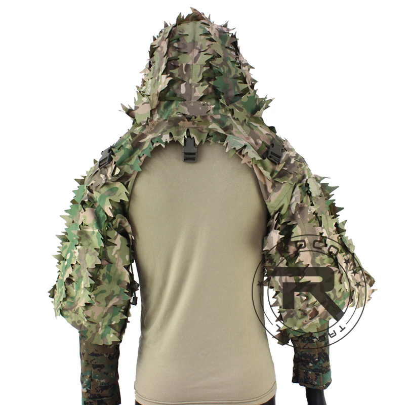Тактический Костюм ROCOTACTICAL Ghillie дышащий капюшон Viper с 3D листьями в полоску для