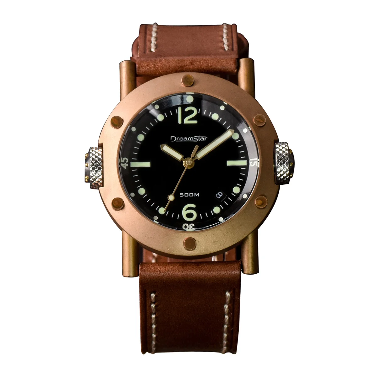 Hruodland Men's Bronze Watch 44mm Black Dial Sapphire Glass SW200 Automatic Movement 500m Water Resistant Leather Strap Lume
Hruodland Men's Bronze Watch 44mm Black Dial Sapphire Glass SW200 Automatic Movement 500m Water Resistant Leather Strap Lume