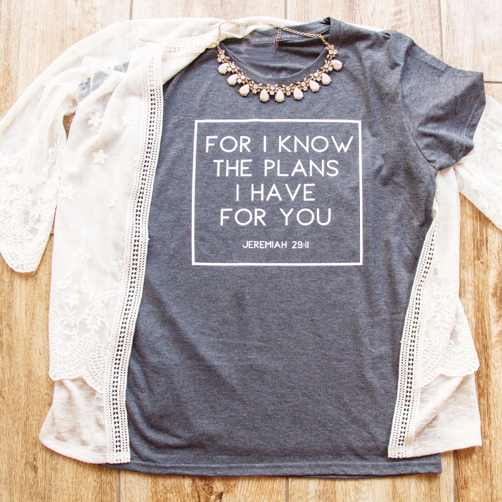 FOR I KNOW THE PLANTS I HAVE FOR YOU t-shirt women fashion cotton grunge goth funny slogan Christian tees tops new t shirt- K083
FOR I KNOW THE PLANTS I HAVE FOR YOU t-shirt women fashion cotton grunge goth funny slogan Christian tees tops new t shirt- K083