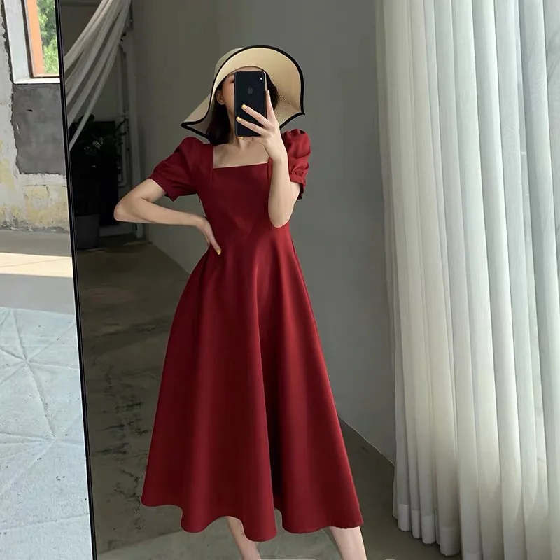 Women Summer A-Line Maxi Dresses Korean Fashion Short Sleeve Casual Robe Square Collar Beach Midi Vestido
Women Summer A-Line Maxi Dresses Korean Fashion Short Sleeve Casual Robe Square Collar Beach Midi Vestido
