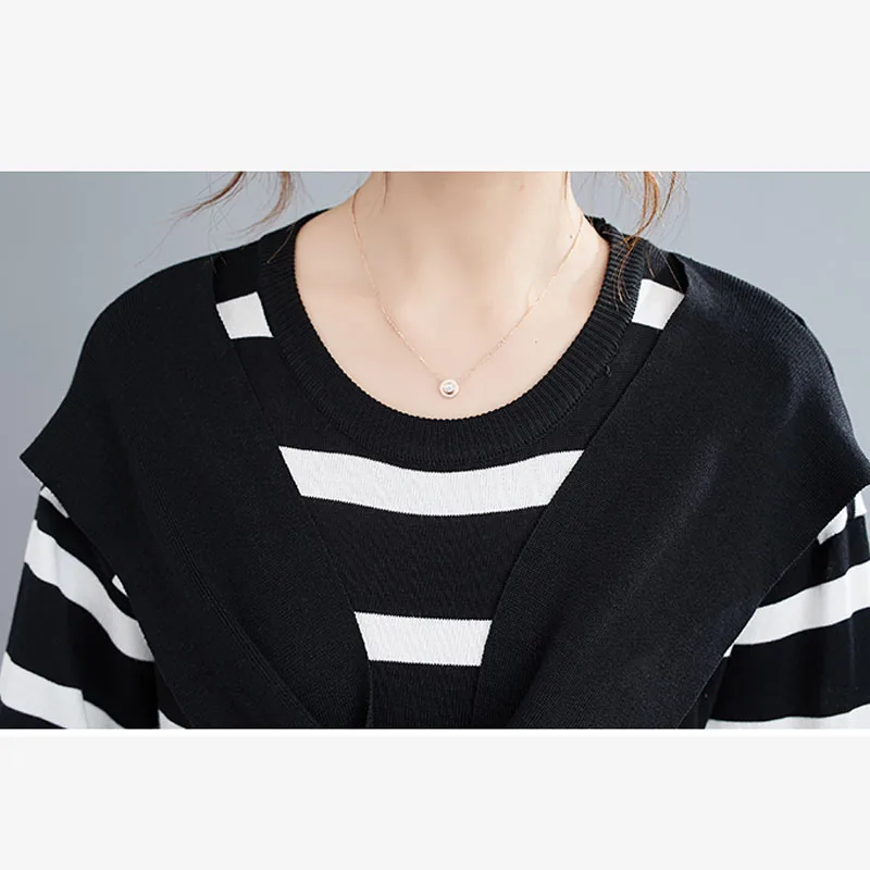 One-Piece Plus Size Pullover Knit Sweater Dress 2020 Winter New Arrivals Loose Women'S Mid-Length Striped Fashion Knitted Dress
One-Piece Plus Size Pullover Knit Sweater Dress 2020 Winter New Arrivals Loose Women'S Mid-Length Striped Fashion Knitted Dress