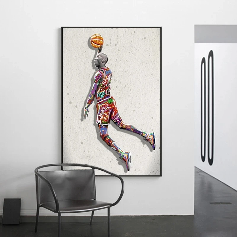 Абстрактная Картина на холсте Fly Dunk баскетбольный Спорт Air Майкл искусство стену